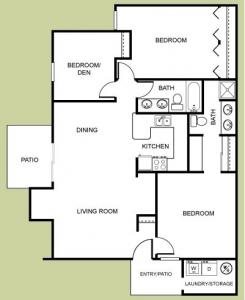 Renaissance with Den - 2 Bedroom, 2 Bath Floor Plan 5